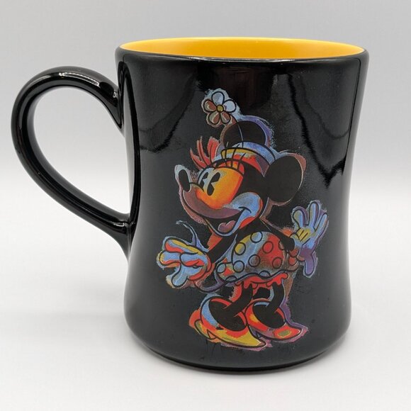 Disney Store Black Minnie Mouse Psychedelic Mug - Yellow Interior, 4.5" Tall - Picture 3 of 6